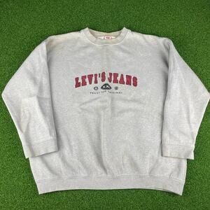 Vintage 90s Y2K Levi's jeans Gray Graphic Crewneck Sz XL